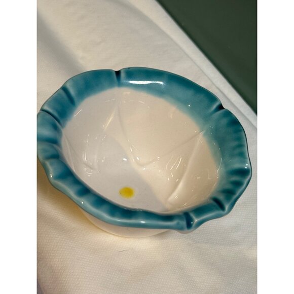 MCI Japan Ceramic Bowl With Blue Rim & Scalloped Edge 3” Diameter Decorative Or - Picture 7 of 8